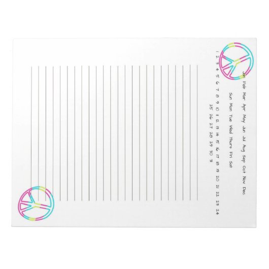 Schattige vredesteken notitieblok (Voorkant)