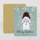 Schattige Vreedzame Sneeuwman Winter Blauwe Kerstm Feestdagenkaart (Voorkant / Achterkant)