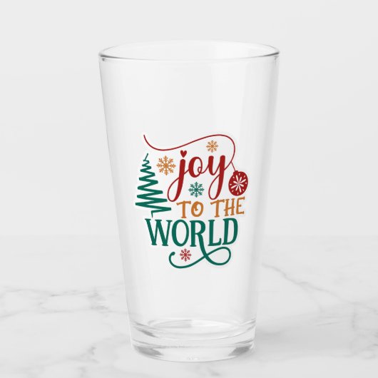 Schattige 'Vreugde aan de Wereld' Kerst Glas (Voorkant)