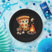 Schattige vreugdevuur pizzafeest papieren bordje (Feest)