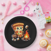 Schattige vreugdevuur pizzafeest papieren bordje (Feest)