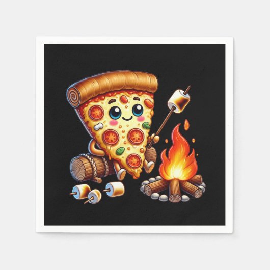 Schattige vreugdevuur pizzafeest servet (Voorkant)