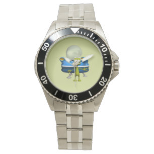 Schattige Vriendelijke Alien UFO Cartoon Ruimte Ku Horloge