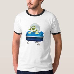 Schattige Vriendelijke Alien UFO Cartoon Ruimte Ku T-shirt