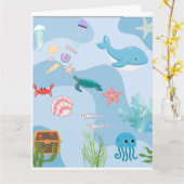 Schattige vrienden onder de zee kaart (Gele Bloem)