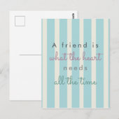 schattige vriendschap citeert inspirerend blauwe s briefkaart (Voorkant / Achterkant)