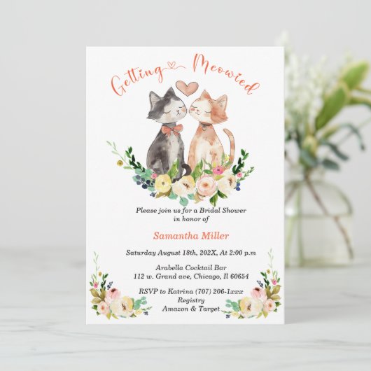 Schattige Vrijgezellenfeest met kattenthema Kaart (Staand voorkant)