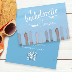Schattige vrijgezellenfeest Watercolor Spa QR-code Kaart