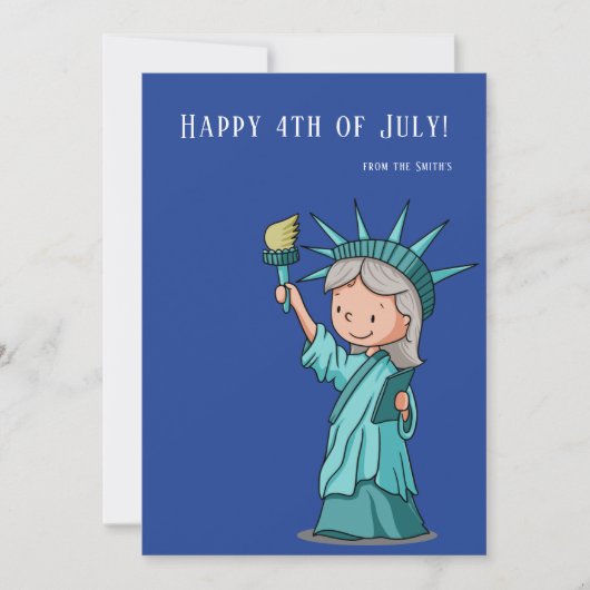 Schattige Vrijheidsbeeld 4 juli Patriottisch Feestdagenkaart (Voorkant)