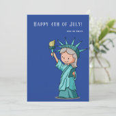 Schattige Vrijheidsbeeld 4 juli Patriottisch Feestdagenkaart (Staand voorkant)