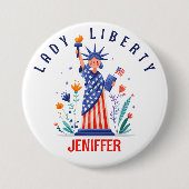 Schattige Vrijheidsbeeld NYC Ronde Button 7,6 Cm (Voorkant)