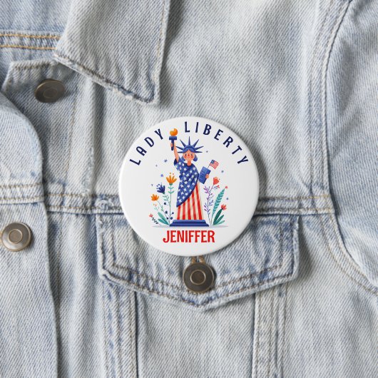 Schattige Vrijheidsbeeld NYC Ronde Button 7,6 Cm (In situ)