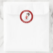 Schattige Vrolijk Kerstfeest Cartoon Sneeuwman Ronde Sticker (Tas)