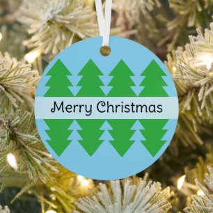 Schattige Vrolijk Kerstfeest Eenvoudig Boom Ontwer Metalen Ornament