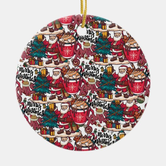 Schattige vrolijk kerstfeest – feestelijk keramisch ornament (Voorkant)