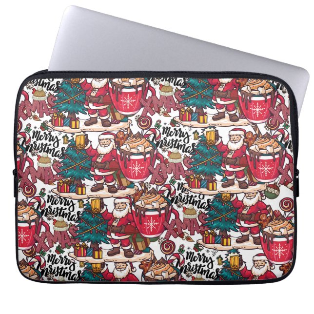 Schattige vrolijk kerstfeest – feestelijk laptop sleeve (Voorkant)