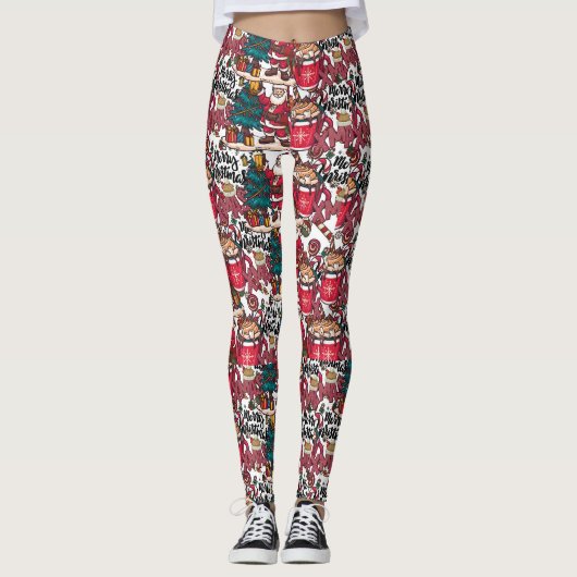 Schattige vrolijk kerstfeest – feestelijk leggings (Voorkant)