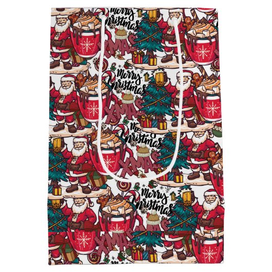 Schattige vrolijk kerstfeest – feestelijk medium cadeauzakje (Achterkant)