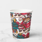Schattige vrolijk kerstfeest – feestelijk papieren bekers (Achterkant)