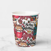 Schattige vrolijk kerstfeest – feestelijk papieren bekers (Links)