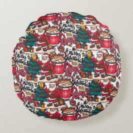 Schattige vrolijk kerstfeest – feestelijk rond kussen