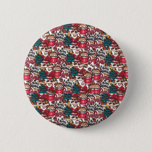 Schattige vrolijk kerstfeest – feestelijk ronde button 5,7 cm (Voorkant)