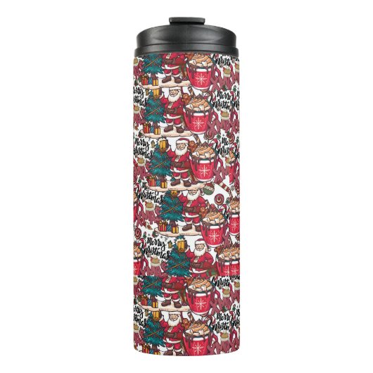 Schattige vrolijk kerstfeest – feestelijk thermosbeker (Voorkant)