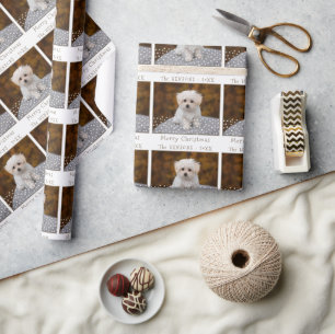 Schattige vrolijk kerstfeest huisdier hond foto cadeaupapier