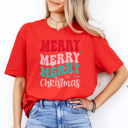 Schattige Vrolijk Kerstfeest Modern Vrouwen Xmas R T-shirt