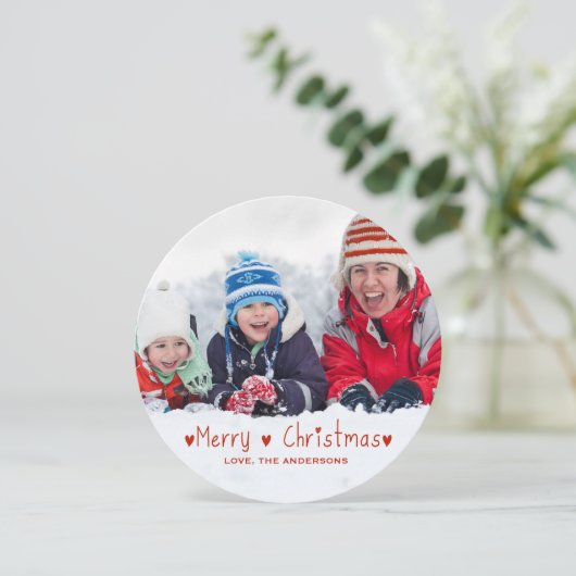 Schattige vrolijk kerstfeest | Vakantiefotokaart Feestdagenkaart (Staand voorkant)