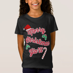 Schattige Vrolijk Kerstfeest Ya'll Trailer Cat T-shirt