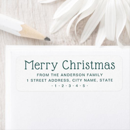 Schattige Vrolijk Kerstgroen wit retouradres Etiket (Insitu)