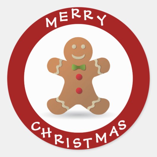 Schattige Vrolijk Kerstmis Gingerbread Man Ronde Sticker (Voorkant)