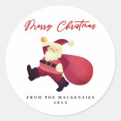 Schattige vrolijk kerstmis Kerstman Ronde Sticker (Voorkant)