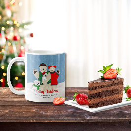 Schattige Vrolijk Kerstmis Polar Beer Familie Zwaa Koffiemok