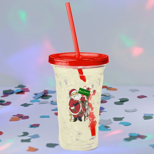 Schattige Vrolijk Kerstmis Santa Animals Little Tr Acryl Drinkbeker