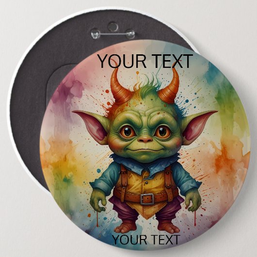 Schattige vrolijk kleurrijk grappig klein goblin c ronde button 6,0 cm (Voorkant /achterkant)