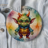 Schattige vrolijk kleurrijk grappig klein goblin c ronde button 6,0 cm (In situ)