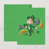 Schattige vrolijk lachende dansende kabouter, een briefkaart (Voorkant / Achterkant)