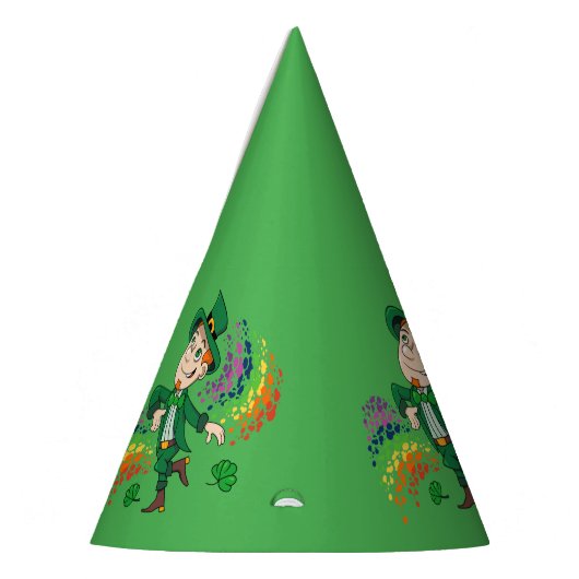 Schattige vrolijk lachende dansende kabouter, een  feesthoedjes (Links)