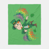 Schattige vrolijk lachende dansende kabouter, een  fleece deken (Voorkant)