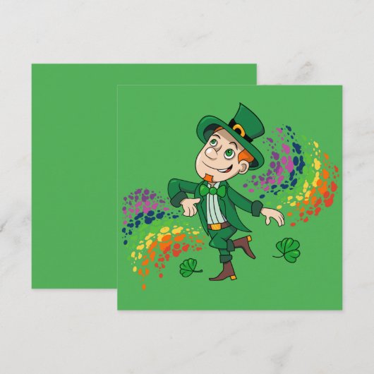 Schattige vrolijk lachende dansende kabouter, een  kaart (Voorkant / Achterkant)