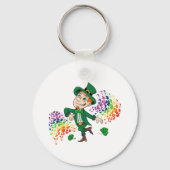 Schattige vrolijk lachende dansende kabouter, een sleutelhanger (Achterkant)