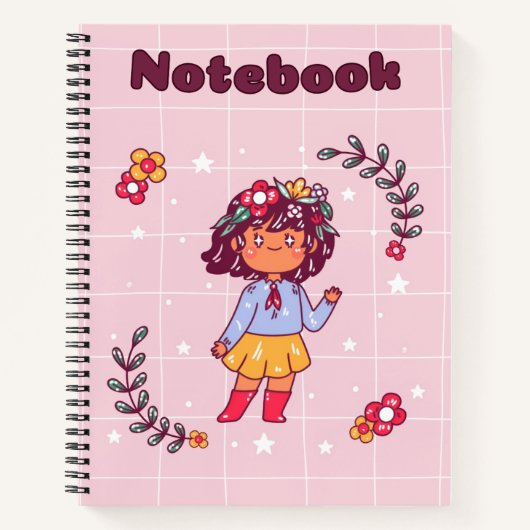 Schattige vrolijk meisje 💗✨ notitieboek (Voorkant)