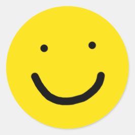 Schattige vrolijk mooi geel vrolijk lachend gezich ronde sticker