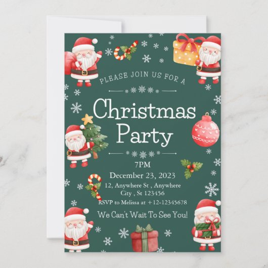 Schattige vrolijk rood sinterklaas kerstfeest kaart (Voorkant)