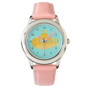 Schattige vrolijke gele onderzeeër voor kinderen horloge