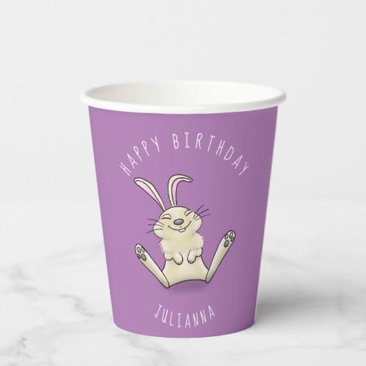 Schattige vrolijke glimlachende baby konijnenkonij papieren bekers (Achterkant)