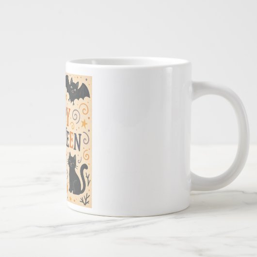 , schattige vrolijke Halloween vleermuis, spook, p Grote Koffiekop (Rechts)