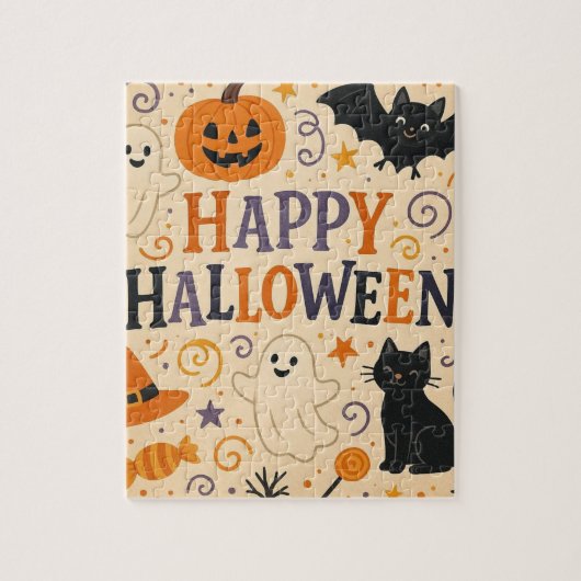 , schattige vrolijke Halloween vleermuis, spook, p Legpuzzel (Verticaal)